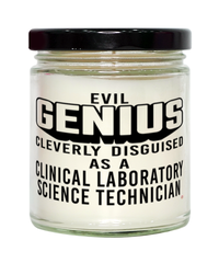 Funny Clinical Laboratory Science Technician Candle Evil Genius Cleverly Disguised As A Clinical Laboratory Science Technician 9oz Vanilla Scented Candles Soy Wax