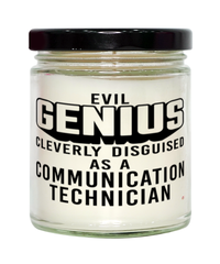 Funny Communication Technician Candle Evil Genius Cleverly Disguised As A Communication Technician 9oz Vanilla Scented Candles Soy Wax