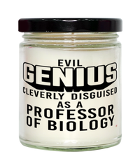 Funny Professor of Biology Candle Evil Genius Cleverly Disguised As A Professor of Biology 9oz Vanilla Scented Candles Soy Wax