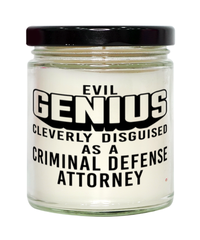 Funny Criminal Defense Attorney Candle Evil Genius Cleverly Disguised As A Criminal Defense Attorney 9oz Vanilla Scented Candles Soy Wax