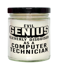 Funny Computer Technician Candle Evil Genius Cleverly Disguised As A Computer Technician 9oz Vanilla Scented Candles Soy Wax