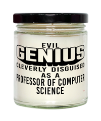 Funny Professor of Computer Science Candle Evil Genius Cleverly Disguised As A Professor of Computer Science 9oz Vanilla Scented Candles Soy Wax