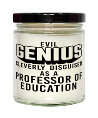 Funny Professor of Education Candle Evil Genius Cleverly Disguised As A Professor of Education 9oz Vanilla Scented Candles Soy Wax