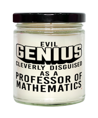 Funny Professor of Mathematics Candle Evil Genius Cleverly Disguised As A Professor of Mathematics 9oz Vanilla Scented Candles Soy Wax