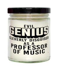 Funny Professor of Music Candle Evil Genius Cleverly Disguised As A Professor of Music 9oz Vanilla Scented Candles Soy Wax