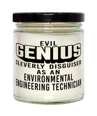 Funny Environmental Engineering Technician Candle Evil Genius Cleverly Disguised As An Environmental Engineering Technician 9oz Vanilla Scented Candles Soy Wax