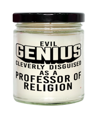 Funny Professor of Religion Candle Evil Genius Cleverly Disguised As A Professor of Religion 9oz Vanilla Scented Candles Soy Wax