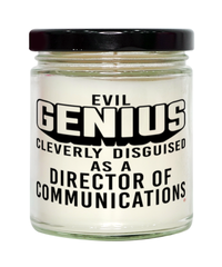 Funny Director Of Communications Candle Evil Genius Cleverly Disguised As A Director Of Communications 9oz Vanilla Scented Candles Soy Wax