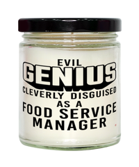 Funny Food Service Manager Candle Evil Genius Cleverly Disguised As A Food Service Manager 9oz Vanilla Scented Candles Soy Wax