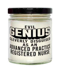 Funny Advanced Practice Registered Nurse Candle Evil Genius Cleverly Disguised As An Advanced Practice Registered Nurse 9oz Vanilla Scented Candles Soy Wax