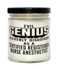 Funny Certified Registered Nurse Anesthetist CRNA Candle Evil Genius Cleverly Disguised As A Certified Registered Nurse Anesthetist CRNA 9oz Vanilla Scented Candles Soy Wax
