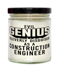 Funny Construction Engineer Candle Evil Genius Cleverly Disguised As A Construction Engineer 9oz Vanilla Scented Candles Soy Wax