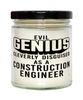 Funny Construction Engineer Candle Evil Genius Cleverly Disguised As A Construction Engineer 9oz Vanilla Scented Candles Soy Wax