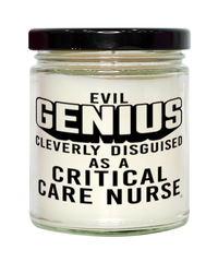 Funny Critical Care Nurse Candle Evil Genius Cleverly Disguised As A Critical Care Nurse 9oz Vanilla Scented Candles Soy Wax