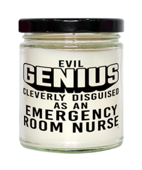 Funny Emergency Room ER Nurse Candle Evil Genius Cleverly Disguised As An Emergency Room ER Nurse 9oz Vanilla Scented Candles Soy Wax