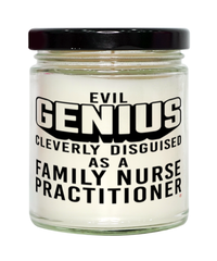Funny Family Nurse Practitioner FNP Candle Evil Genius Cleverly Disguised As A Family Nurse Practitioner FNP 9oz Vanilla Scented Candles Soy Wax