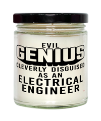 Funny Electrical Engineer Candle Evil Genius Cleverly Disguised As An Electrical Engineer 9oz Vanilla Scented Candles Soy Wax