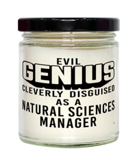 Funny Natural Sciences Manager Candle Evil Genius Cleverly Disguised As A Natural Sciences Manager 9oz Vanilla Scented Candles Soy Wax