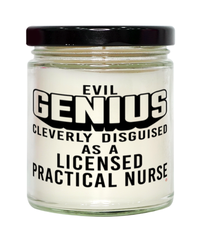 Funny Licensed Practical Nurse LPN Candle Evil Genius Cleverly Disguised As A Licensed Practical Nurse LPN 9oz Vanilla Scented Candles Soy Wax