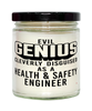 Funny Health Safety Engineer Candle Evil Genius Cleverly Disguised As A Health and Safety Engineer 9oz Vanilla Scented Candles Soy Wax