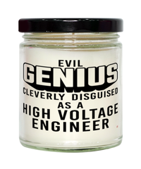 Funny High Voltage Engineer Candle Evil Genius Cleverly Disguised As A High Voltage Engineer 9oz Vanilla Scented Candles Soy Wax