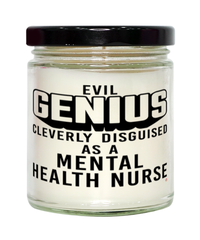 Funny Mental Health Nurse Candle Evil Genius Cleverly Disguised As A Mental Health Nurse 9oz Vanilla Scented Candles Soy Wax