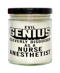 Funny Nurse Anesthetist Candle Evil Genius Cleverly Disguised As A Nurse Anesthetist 9oz Vanilla Scented Candles Soy Wax