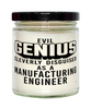 Funny Manufacturing Engineer Candle Evil Genius Cleverly Disguised As A Manufacturing Engineer 9oz Vanilla Scented Candles Soy Wax