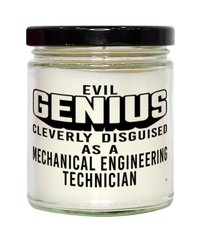 Funny Mechanical Engineering Technician Candle Evil Genius Cleverly Disguised As A Mechanical Engineering Technician 9oz Vanilla Scented Candles Soy Wax