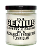 Funny Mechanical Engineering Technician Candle Evil Genius Cleverly Disguised As A Mechanical Engineering Technician 9oz Vanilla Scented Candles Soy Wax