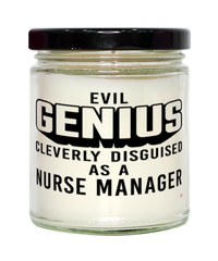Funny Nurse Manager Candle Evil Genius Cleverly Disguised As A Nurse Manager 9oz Vanilla Scented Candles Soy Wax