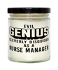 Funny Nurse Manager Candle Evil Genius Cleverly Disguised As A Nurse Manager 9oz Vanilla Scented Candles Soy Wax