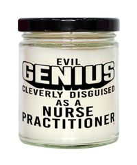 Funny Nurse Practitioner NP Candle Evil Genius Cleverly Disguised As A Nurse Practitioner 9oz Vanilla Scented Candles Soy Wax