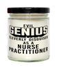 Funny Nurse Practitioner NP Candle Evil Genius Cleverly Disguised As A Nurse Practitioner 9oz Vanilla Scented Candles Soy Wax