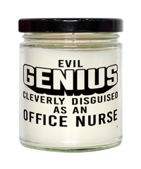 Funny Office Nurse Candle Evil Genius Cleverly Disguised As An Office Nurse 9oz Vanilla Scented Candles Soy Wax