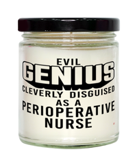 Funny Perioperative Nurse Candle Evil Genius Cleverly Disguised As A Perioperative Nurse 9oz Vanilla Scented Candles Soy Wax