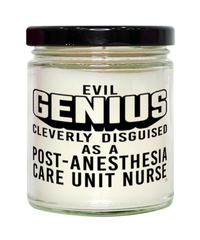 Funny PACU Nurse Candle Evil Genius Cleverly Disguised As A Post-Anesthesia Care Unit Nurse 9oz Vanilla Scented Candles Soy Wax