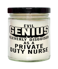 Funny Private Duty Nurse Candle Evil Genius Cleverly Disguised As A Private Duty Nurse 9oz Vanilla Scented Candles Soy Wax