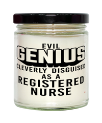 Funny RN Candle Evil Genius Cleverly Disguised As A Registered Nurse 9oz Vanilla Scented Candles Soy Wax