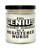 Funny RN Candle Evil Genius Cleverly Disguised As A Registered Nurse 9oz Vanilla Scented Candles Soy Wax