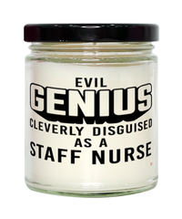 Funny Staff Nurse Candle Evil Genius Cleverly Disguised As A Staff Nurse 9oz Vanilla Scented Candles Soy Wax