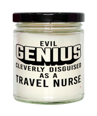 Funny Travel Nurse Candle Evil Genius Cleverly Disguised As A Travel Nurse 9oz Vanilla Scented Candles Soy Wax