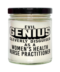 Funny Womens Health Nurse Practitioner Candle Evil Genius Cleverly Disguised As A Womens Health Nurse Practitioner 9oz Vanilla Scented Candles Soy Wax