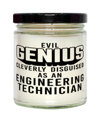 Funny Engineering Technician Candle Evil Genius Cleverly Disguised As An Engineering Technician 9oz Vanilla Scented Candles Soy Wax