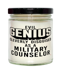 Funny Military Counselor Candle Evil Genius Cleverly Disguised As A Military Counselor 9oz Vanilla Scented Candles Soy Wax