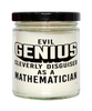 Funny Mathematician Candle Evil Genius Cleverly Disguised As A Mathematician 9oz Vanilla Scented Candles Soy Wax