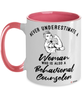 Behavioral Counselor Mug Never Underestimate A Woman Who Is Also A Behavioral Counselor Coffee Cup Two Tone Pink 11oz