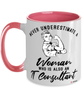 IT Consultant Mug Never Underestimate A Woman Who Is Also An IT Consultant Coffee Cup Two Tone Pink 11oz