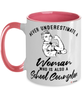 School Counselor Mug Never Underestimate A Woman Who Is Also A School Counselor Coffee Cup Two Tone Pink 11oz