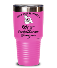 Cardiothoracic Surgeon Tumbler Never Underestimate A Woman Who Is Also A Cardiothoracic Surgeon 30oz Stainless Steel Pink